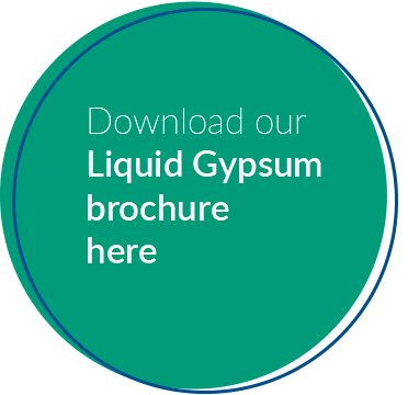 green circle with text reading download our liquid gypsum brochure here