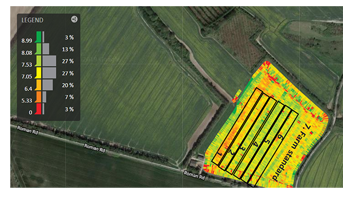 yield map aerial scan of a standard field 