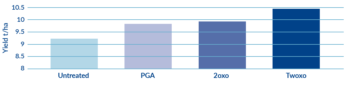 performance in field showing increase in yeild with twoxo xl