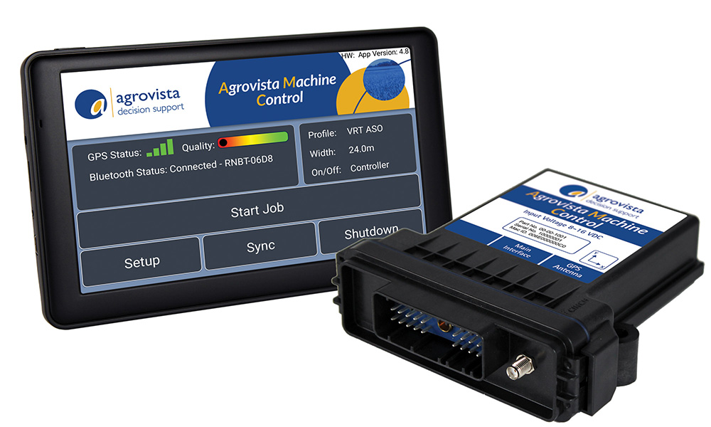 agrovista machine control, amc  screen showing setup and sync jobs